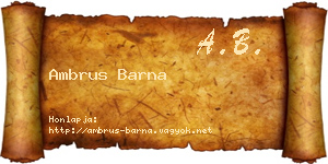 Ambrus Barna névjegykártya