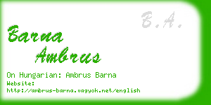 barna ambrus business card